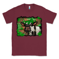 Burgundy st Patricks cow with leopard background holstein cow Classic Tee - Jasminsmagicworld