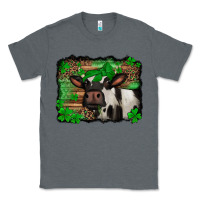 Charcoal Heather st Patricks cow with leopard background holstein cow Classic Tee - Jasminsmagicworld