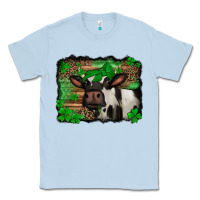 Dusty Blue st Patricks cow with leopard background holstein cow Classic Tee - Jasminsmagicworld