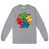 Heather Grey autism puzzles Long Sleeve Tee - MaliasSmallBusiness