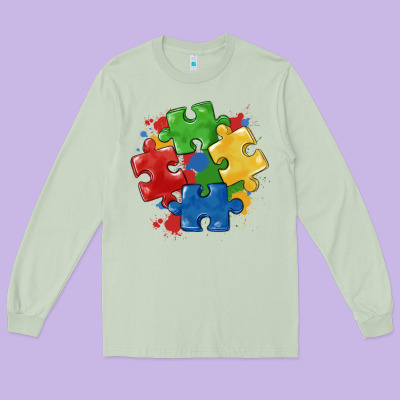 Autism Puzzles Long Sleeve Tee Designed By Maliassmallbusiness