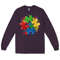 Plum autism puzzles Long Sleeve Tee - MaliasSmallBusiness