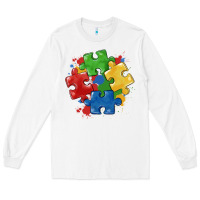 White autism puzzles Long Sleeve Tee - MaliasSmallBusiness