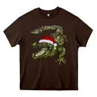 Chocolate Brown Christmas alligator Heavy Core Tee - BarkalooDesign