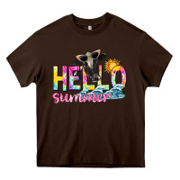 Chocolate Brown hello summer Heavy Core Tee - texasbilliewilder