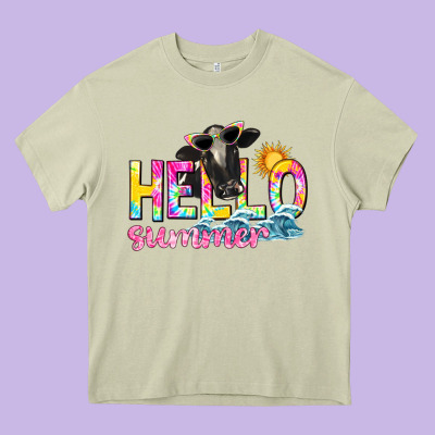 Hello Summer Heavy Core Tee Designed By Texasbilliewilder