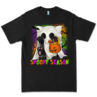 Black Spooky Season Ghost Cat Premium Tee - texasbilliewilder
