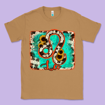 Leo Turquoise Cowhide Classic Tee Designed By Ranaportraitstore