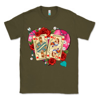 Army Green playing cards roses and pearls Classic Tee - AdoDesignShop