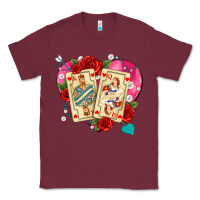 Burgundy playing cards roses and pearls Classic Tee - AdoDesignShop