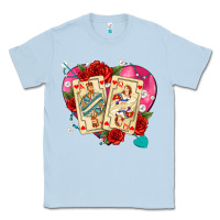 Dusty Blue playing cards roses and pearls Classic Tee - AdoDesignShop