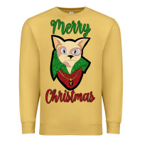 Antique Gold Merry Christmas Cat Premium Sweatshirt - Bettercallsaul