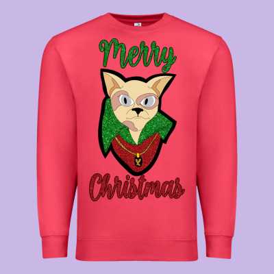 Merry Christmas Cat Premium Sweatshirt Designed By Bettercallsaul