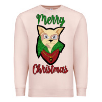 Pale Pink Merry Christmas Cat Premium Sweatshirt - Bettercallsaul
