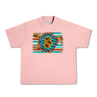 Salmon gemstone sunflower background Urban Heavy Tee - AdoDesignShop