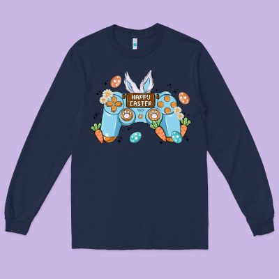 Boy Happy Easter Long Sleeve Tee Designed By Maliassmallbusiness