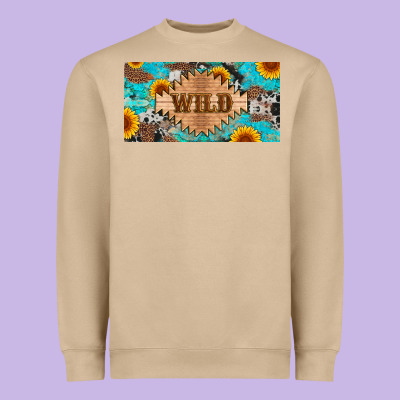 Western Wild And Sunflower Leopard Turquoise Cowhide Licanse Plate Heavyweight Sweatshirt Designed By Artiststas