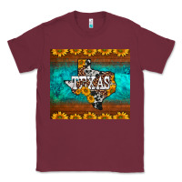 Burgundy sunflowers cowhide leopard texas map Classic Tee - BarkalooDesign