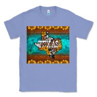 Colony Blue sunflowers cowhide leopard texas map Classic Tee - BarkalooDesign