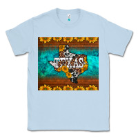 Dusty Blue sunflowers cowhide leopard texas map Classic Tee - BarkalooDesign