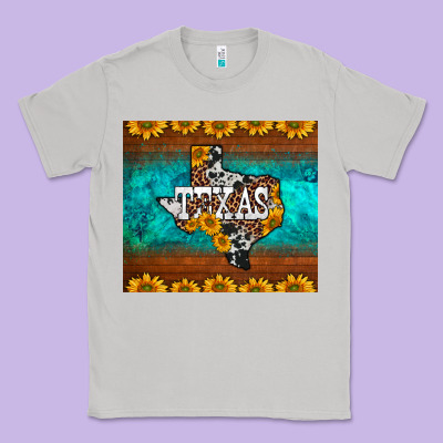 Sunflowers Cowhide Leopard Texas Map Classic Tee Designed By Barkaloodesign