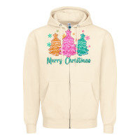 Sandshell merry christmas glitter trees Zipper Hoodie - MaliasSmallBusiness