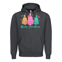 Smoke merry christmas glitter trees Zipper Hoodie - MaliasSmallBusiness