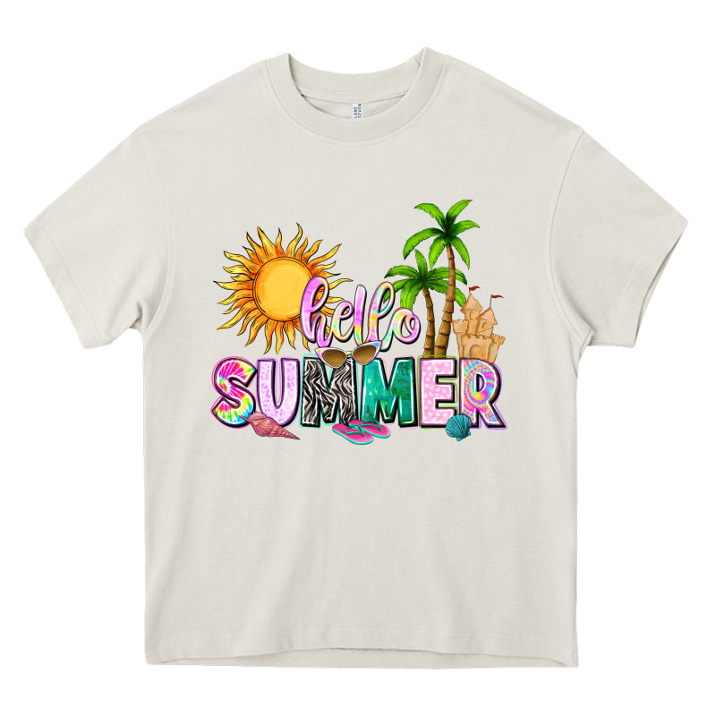 Hello Summer With Sun Heavy Core Tee by texasbilliewilder | Teevron