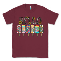 Burgundy name vibrant summer greeting with popsicles Classic Tee - CowhideDigitalArt