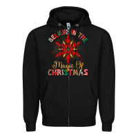 Black believe in the magic of christmas Zipper Hoodie - MaliasSmallBusiness