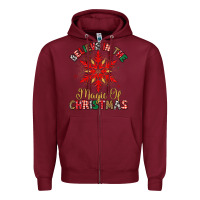 Burgundy believe in the magic of christmas Zipper Hoodie - MaliasSmallBusiness