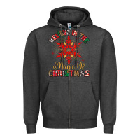 Charcoal Heather believe in the magic of christmas Zipper Hoodie - MaliasSmallBusiness