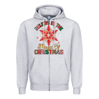 Heather Grey believe in the magic of christmas Zipper Hoodie - MaliasSmallBusiness