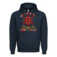 Navy believe in the magic of christmas Zipper Hoodie - MaliasSmallBusiness