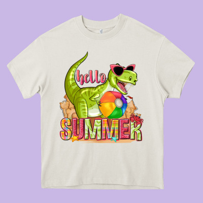 Hello Summer Rex Heavy Core Tee Designed By Texasbilliewilder