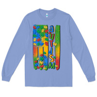 Colony Blue autism american flag Long Sleeve Tee - MaliasSmallBusiness