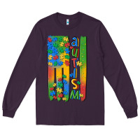 Plum autism american flag Long Sleeve Tee - MaliasSmallBusiness