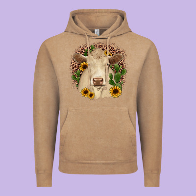 Charolais Leopard Cactus Sunflower Vintage Hoodie Designed By Jahusdesignshop