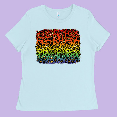 Ladies Tee pride leopard background lgbt