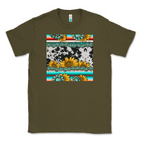 Army Green sunflower cowhide serape coaster Classic Tee - BarkalooDesign