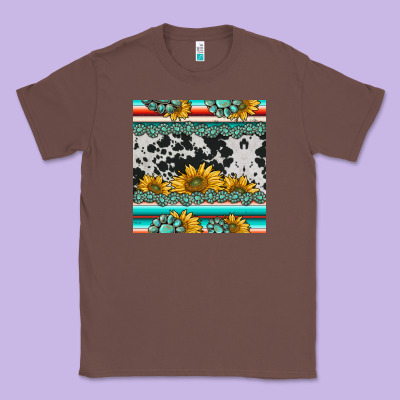 Sunflower Cowhide Serape Coaster Classic Tee Designed By Barkaloodesign