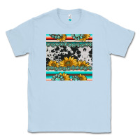 Dusty Blue sunflower cowhide serape coaster Classic Tee - BarkalooDesign