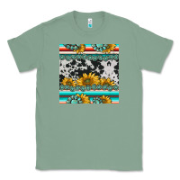 Sage sunflower cowhide serape coaster Classic Tee - BarkalooDesign