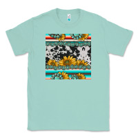 Seafoam sunflower cowhide serape coaster Classic Tee - BarkalooDesign