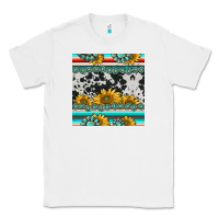 White sunflower cowhide serape coaster Classic Tee - BarkalooDesign