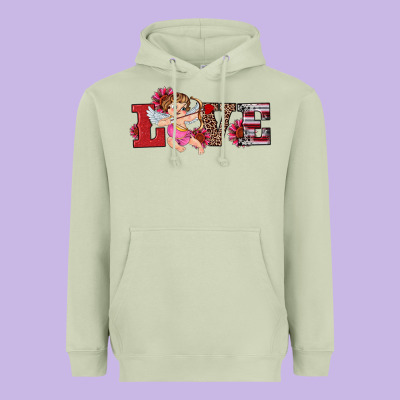 Valentine's Day Cupid Sunflowers Love Heavyweight Hoodie Designed By Ranaportraitstore
