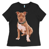 Black Brown Pitbull Ladies Tee - RanaPortraitStore