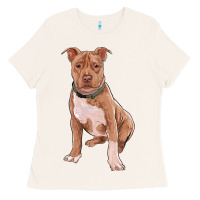 Bone Brown Pitbull Ladies Tee - RanaPortraitStore