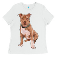 White Brown Pitbull Ladies Tee - RanaPortraitStore