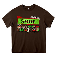 Chocolate Brown soccer sister with leopard Heavy Core Tee - Zillion Design Studio